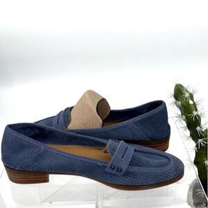 New Lucky Brand Caylon Blue Suede Perforated Loafers Flats‎ size 8
